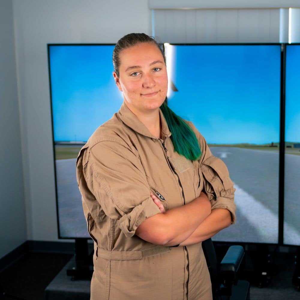 Elizabeth Mitchell ('22) switched majors from engineering to a B.S. in Aeronautical Science with a Helicopter Pilot Specialty. (Photo: Embry-Riddle / Connor McShane)