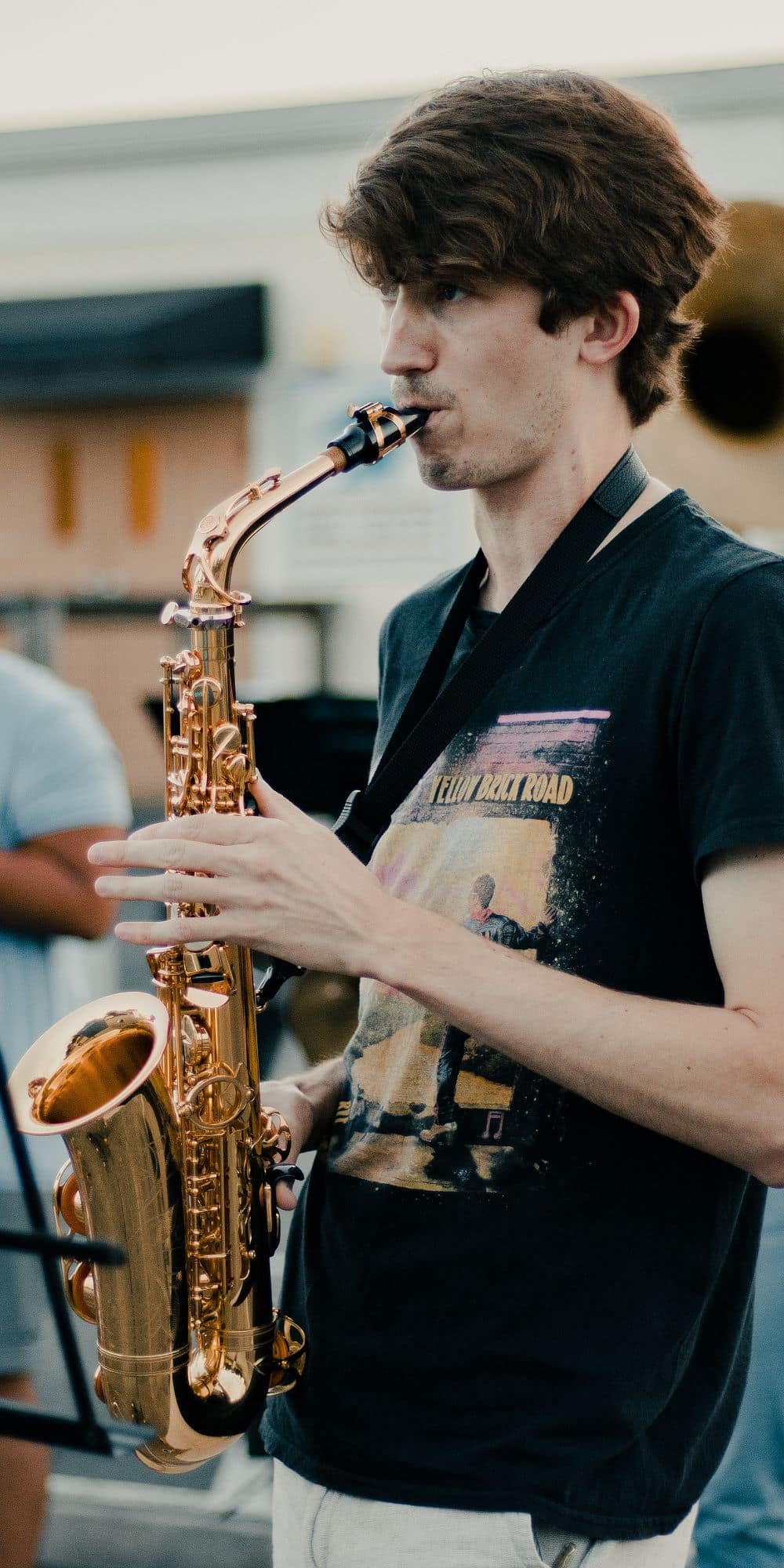 Graydon Russell playing his saxophone in Embry-Riddle’s Pep Band. (Photo: Graydon Russell)