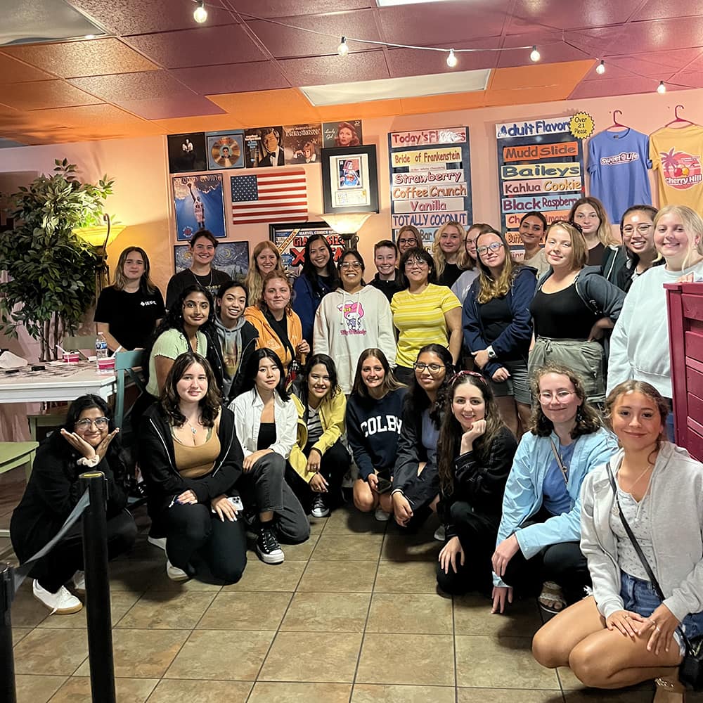 In addition to their work in class, on campus and in the community, SWE members also know how to enjoy themselves as they do here during a recent Ice Cream and Karaoke event.