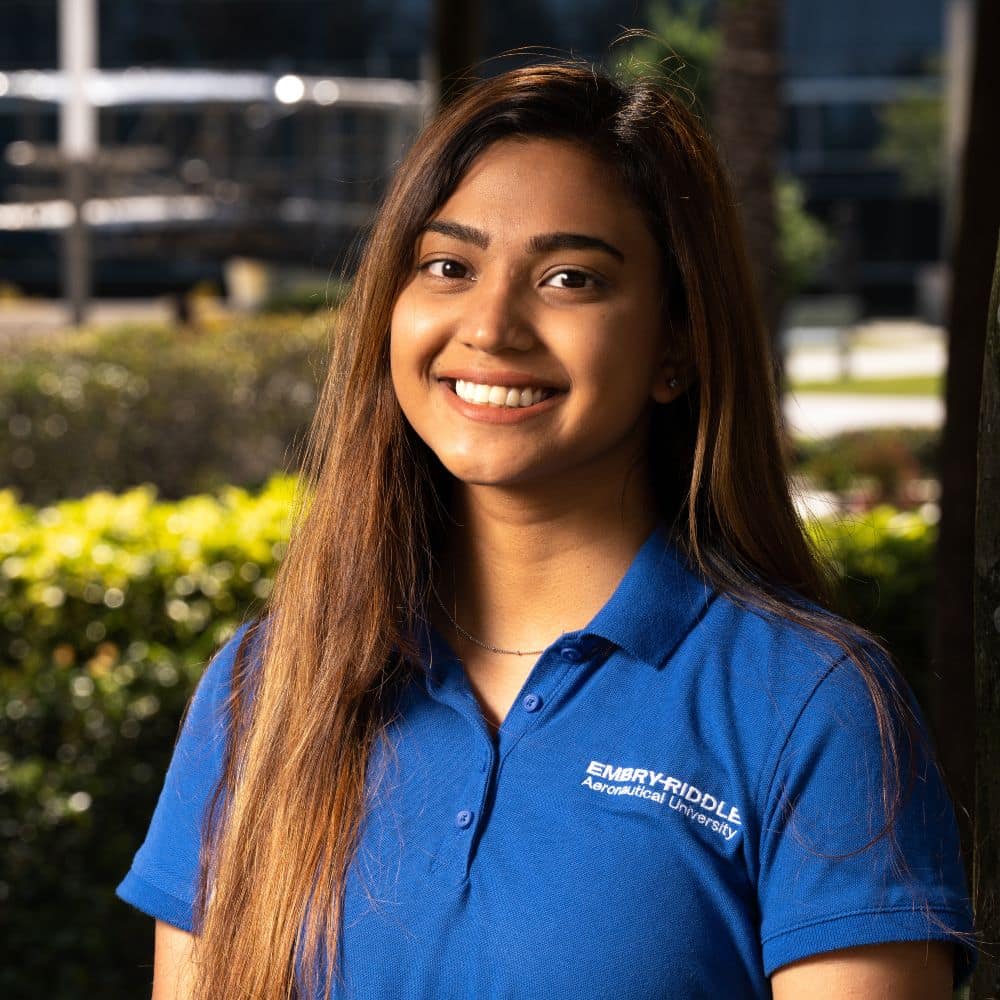 Tahmina Tisha on Embry-Riddle's Daytona Beach Campus. (Photo: Embry-Riddle / Bill Fradette-Huffman)