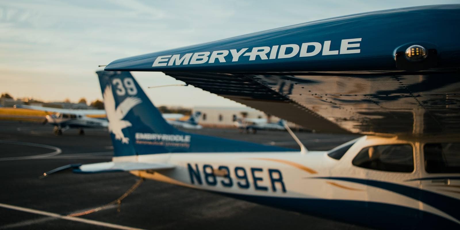 Embry-Riddle Cessna 172 Skyhawk on the flight line.