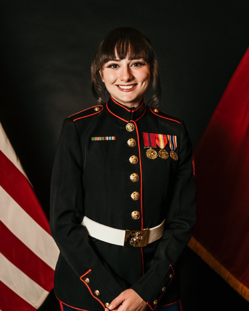 Sandra Acree headshot, military garb.
