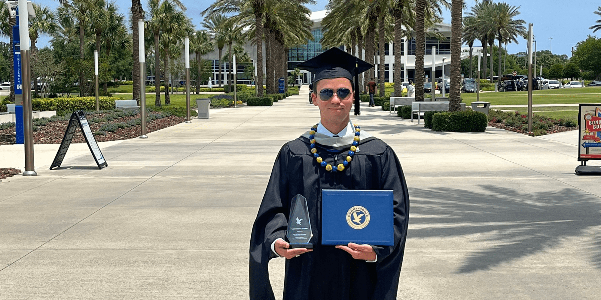 Victor with his diploma.