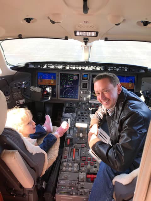 As the daughter of a working pilot, Hayden has always enjoyed visiting Dad’s office. (Photo: Chase Trissel)