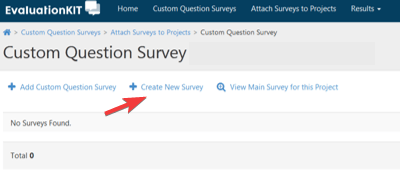 Visual Aid for creating a new custom question survey in EvaluationKit