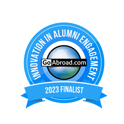 Innovation in Alumni Engagement 2023 Finalist badge from GoAbroad.com
