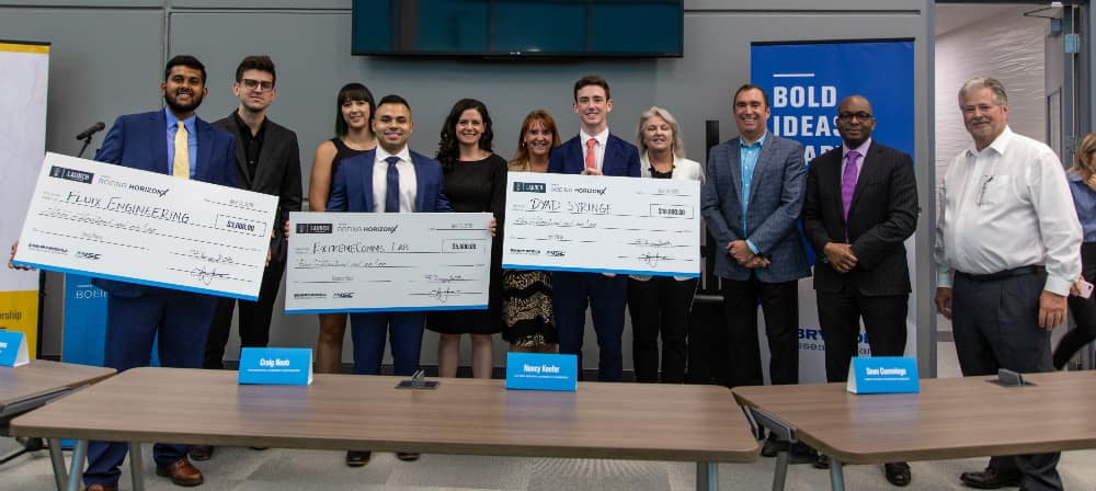 The 2019 winners and judges of the Launch Your Venture competition