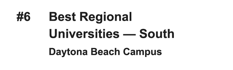 #6 Best Regional Universities, Regional - South, Daytona Beach Campus