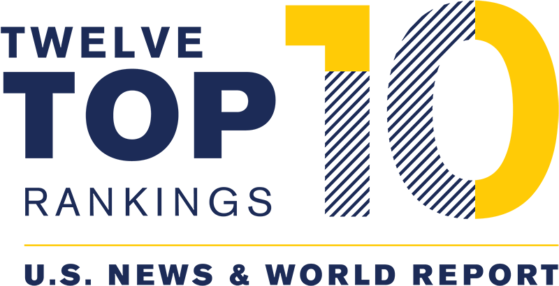 Twelve Top-10 Rankings (U.S. News & World Report)