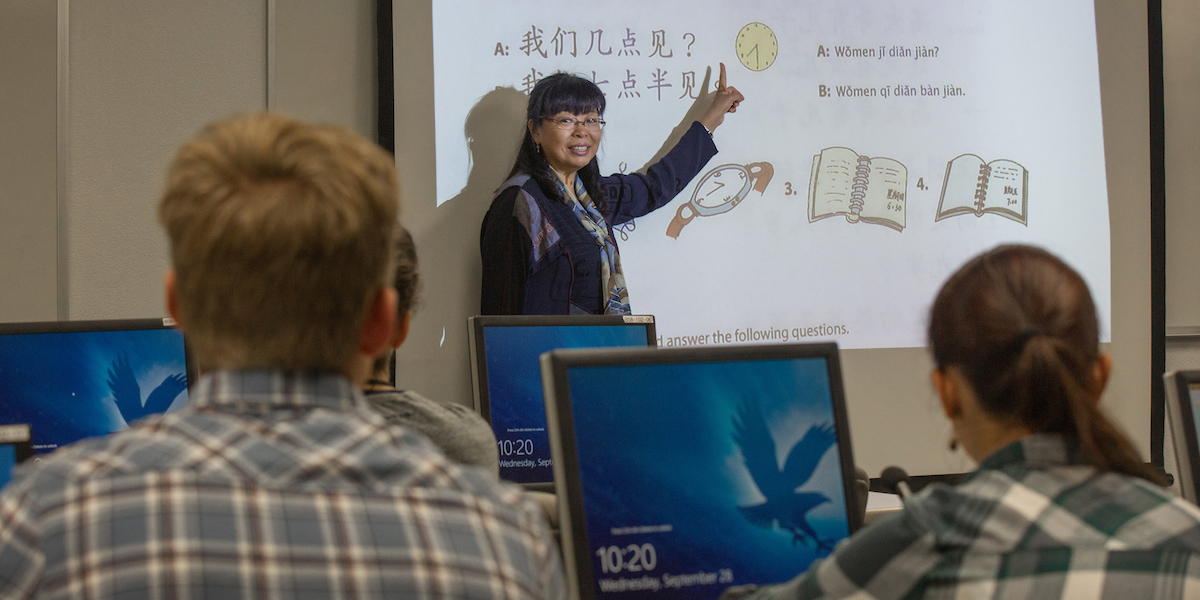 a professor teaches Chinese in Prescott