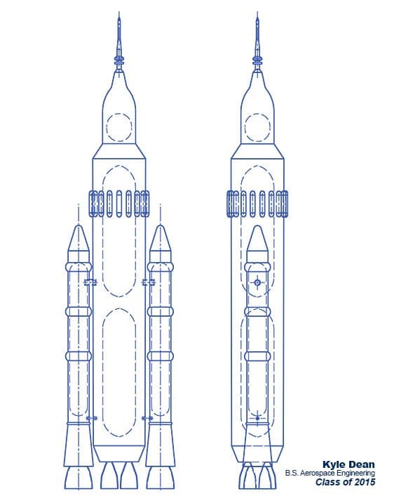 pen drawing of a rocket