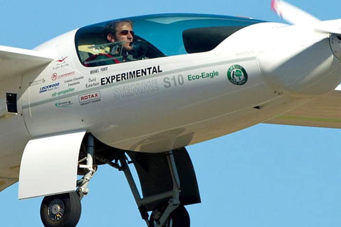 man flies experimental ultralight aircraft