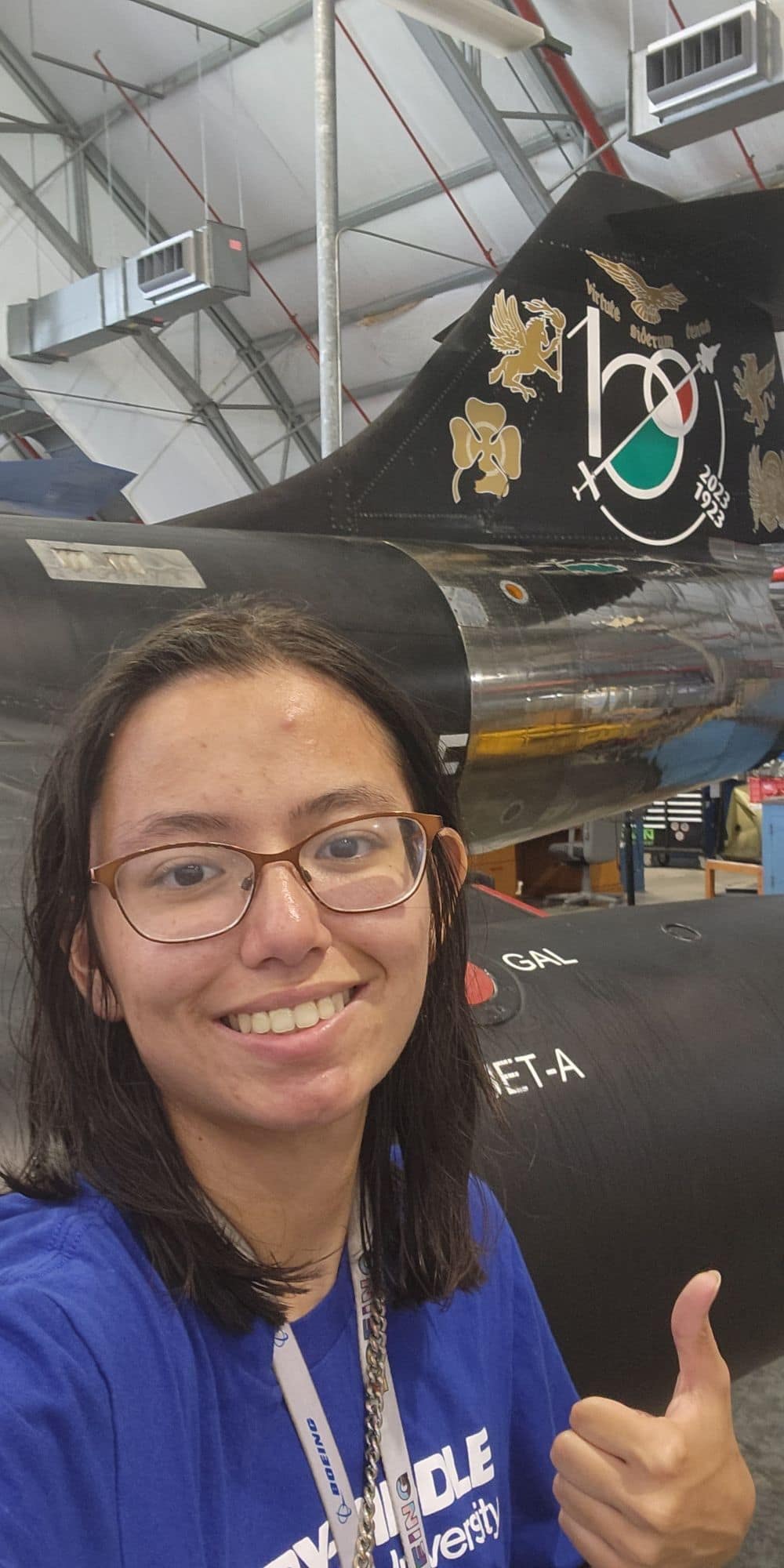 Aeronautical Science major Callista Herdt, a recent Boeing Scholar at Embry-Riddle Aeronautical University, tours Boeing's facilities.