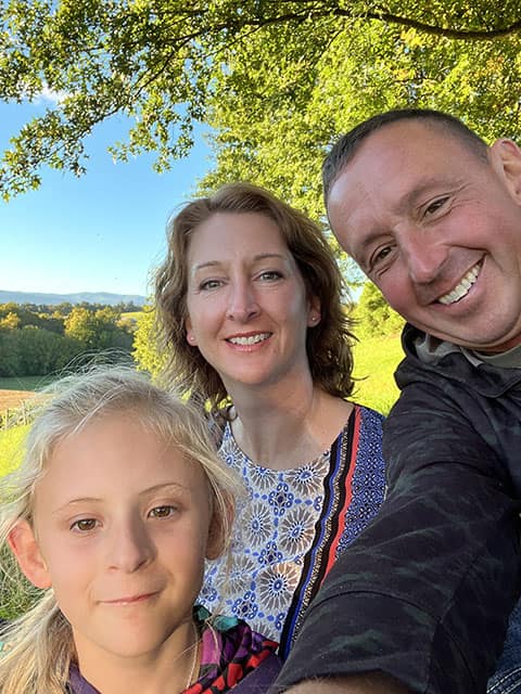 M.S. in Leadership student Chase Trissel lives on a farm in Virginia with his wife Leslie and daughter Hayden. (Photo: Chase Trissel)
